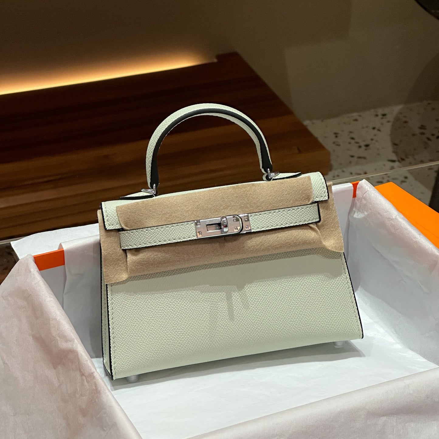 Genuine Leather Palm Pattern 2nd Gen Kelly-Style Handbag for Women, Gold & Silver Hardware Top Handle Shoulder Crossbody Purse, Fashionable Bag for Ladies