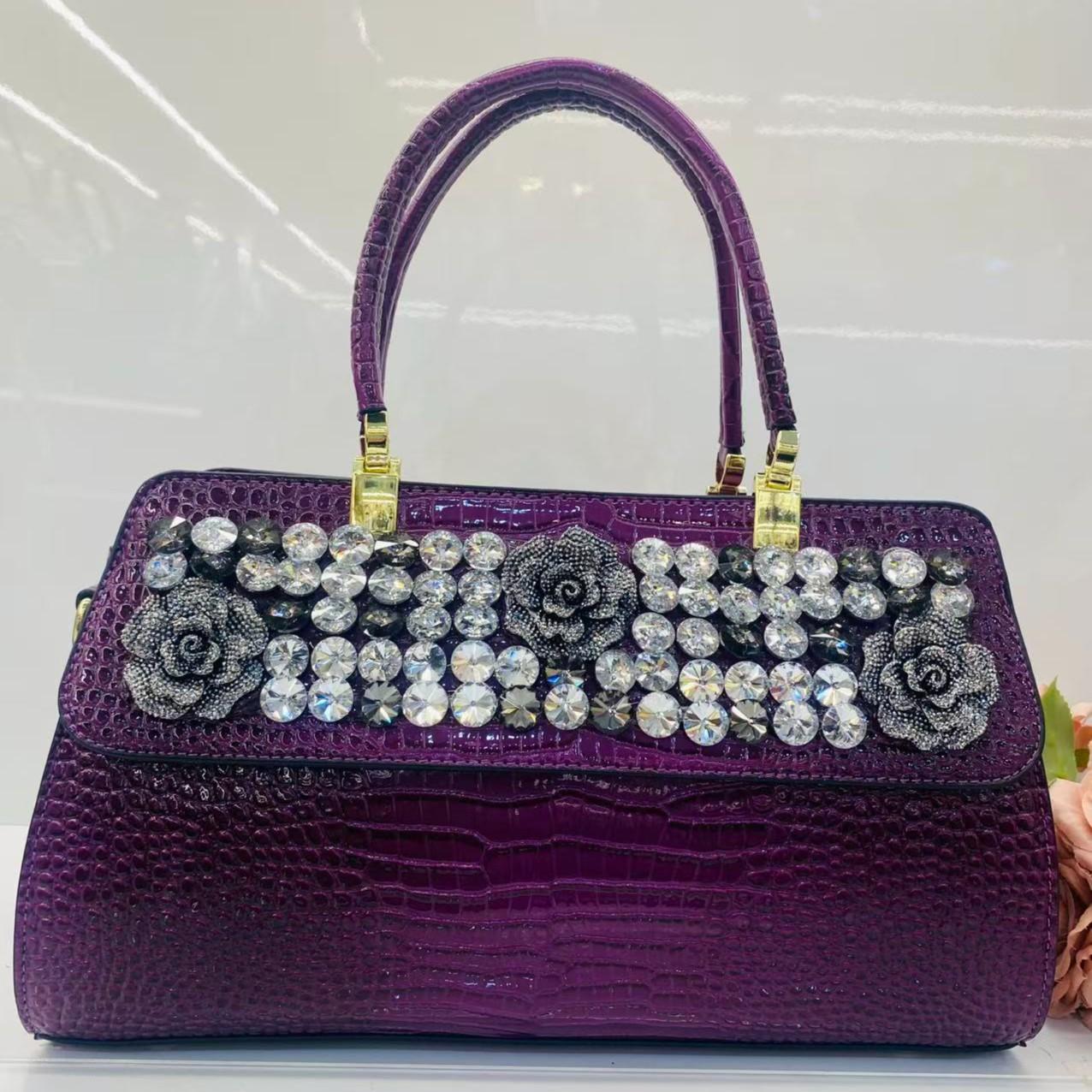 New Arrival 2026 Rhinestone-Embellished Croc-Effect Mom Bag for Women, An Elegant Large Capacity Shoulder Crossbody Top-Handle Handbag with Premium Design