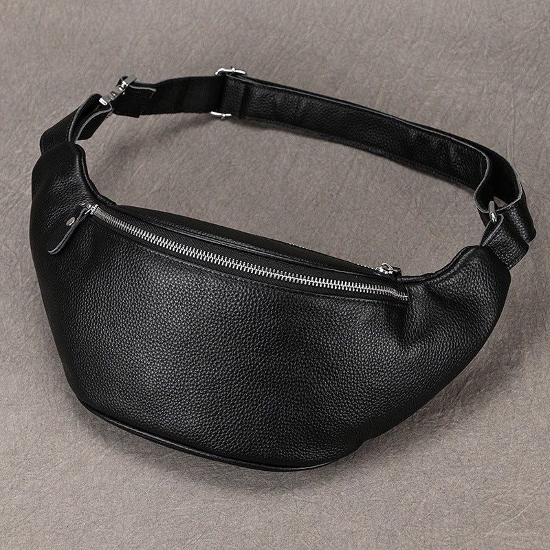 Crazy Horse Leather Multifunctional Waist Chest Bag, Outdoor Sports Crossbody Phone Pouch for Men and Women