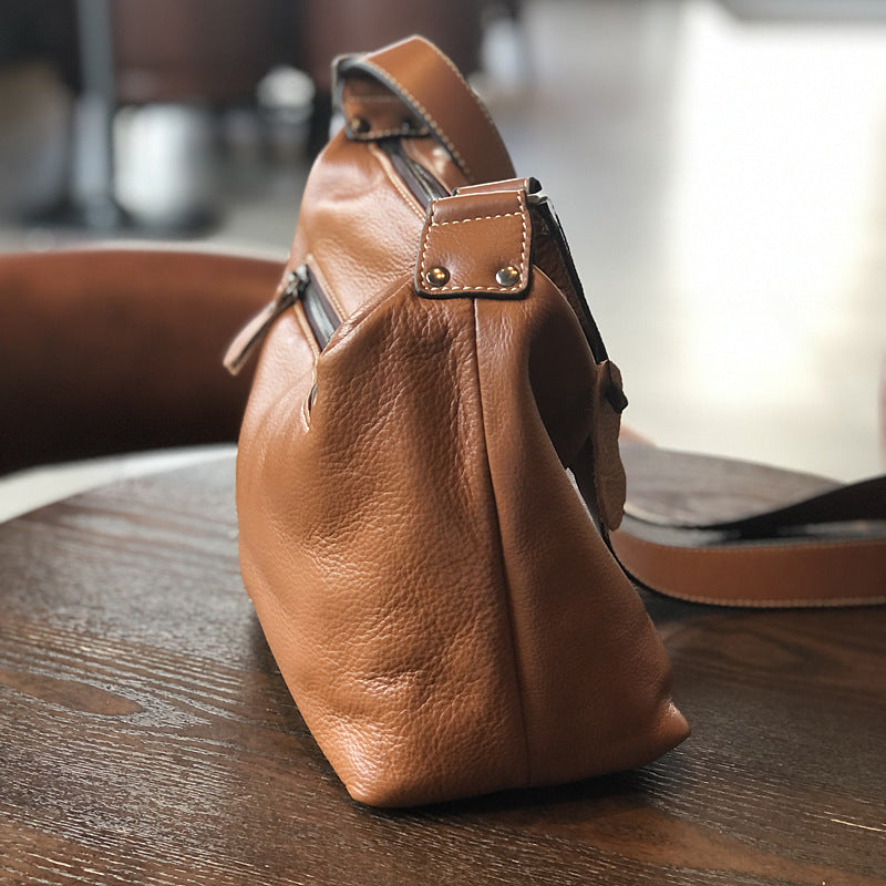 Genuine Leather Large Capacity Tote Bag for Women, New Spring Minimalist Shoulder Crossbody Purse, Casual Travel Everyday Handbag for Ladies