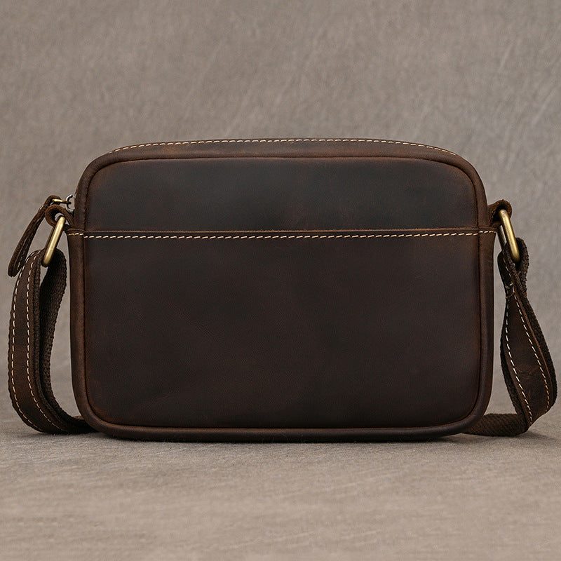 Genuine Top Layer Cowhide Lightweight Shoulder Bag for Men, Casual Crossbody Pouch, Phone Umbrella Carry Bag for Gentlemen