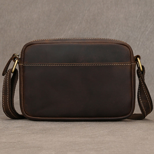 Genuine Top Layer Cowhide Lightweight Shoulder Bag for Men, Casual Crossbody Pouch, Phone Umbrella Carry Bag for Gentlemen