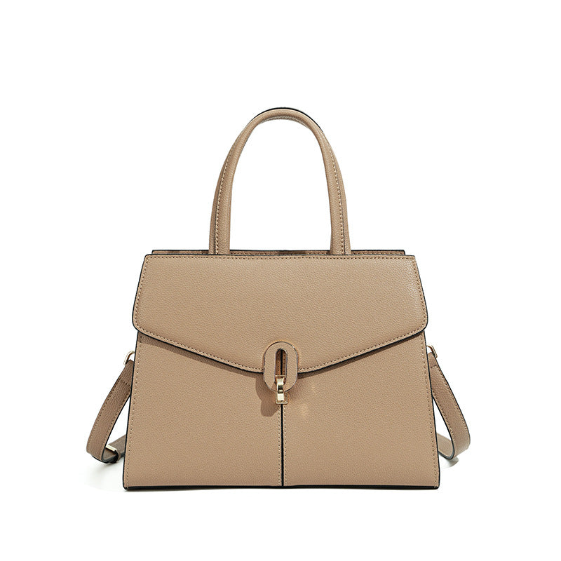 New Red Kelly-Style Light Luxury Bag, Genuine Leather Commute Top Handle Purse, Premium Fashionable Handbag for Women