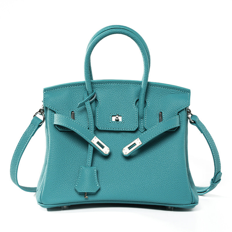 Genuine Togo Leather Birkin-Kelly Style Handbag for Women, Large Capacity Niche Top Handle Purse, Premium Work Commute Bag for Ladies