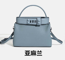 New Fall/Winter Premium Top-Handle Handbag for Women, Versatile Shoulder Crossbody Tote with Studded Turn-Lock Closure & Sophisticated Design, Perfect Commuter Bag for Everyday Elegance