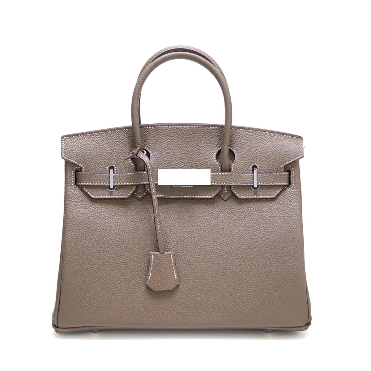 Genuine Top Layer Cowhide Togo Leather Birkin-Style Bag for Women, New Silver Hardware Large Capacity Top Handle Handbag, Premium Export Quality Purse for Ladies