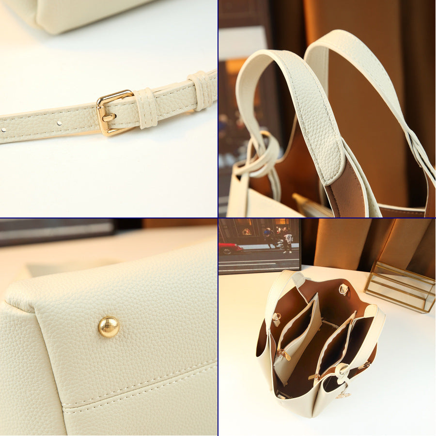Large Capacity Tote Bag for Women Pebble Grain Leather Handbag Solid Color Top Handle Shoulder Crossbody Purse for Work & Everyday Commute