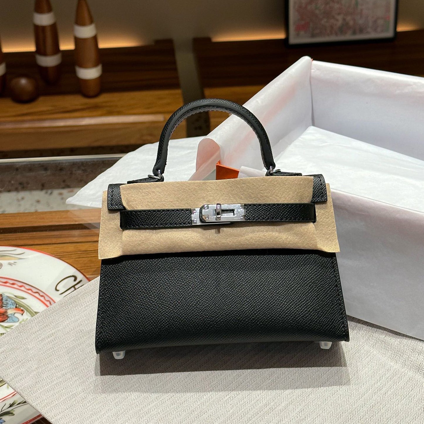 Genuine Leather Palm Pattern 2nd Gen Kelly-Style Handbag for Women, Gold & Silver Hardware Top Handle Shoulder Crossbody Purse, Fashionable Bag for Ladies