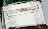 New Spring/Summer Kelly-Inspired Croc-Effect Genuine Leather Mini Bag for Women, A Versatile Chain Shoulder Top-Handle Handbag Perfect for Everyday Style
