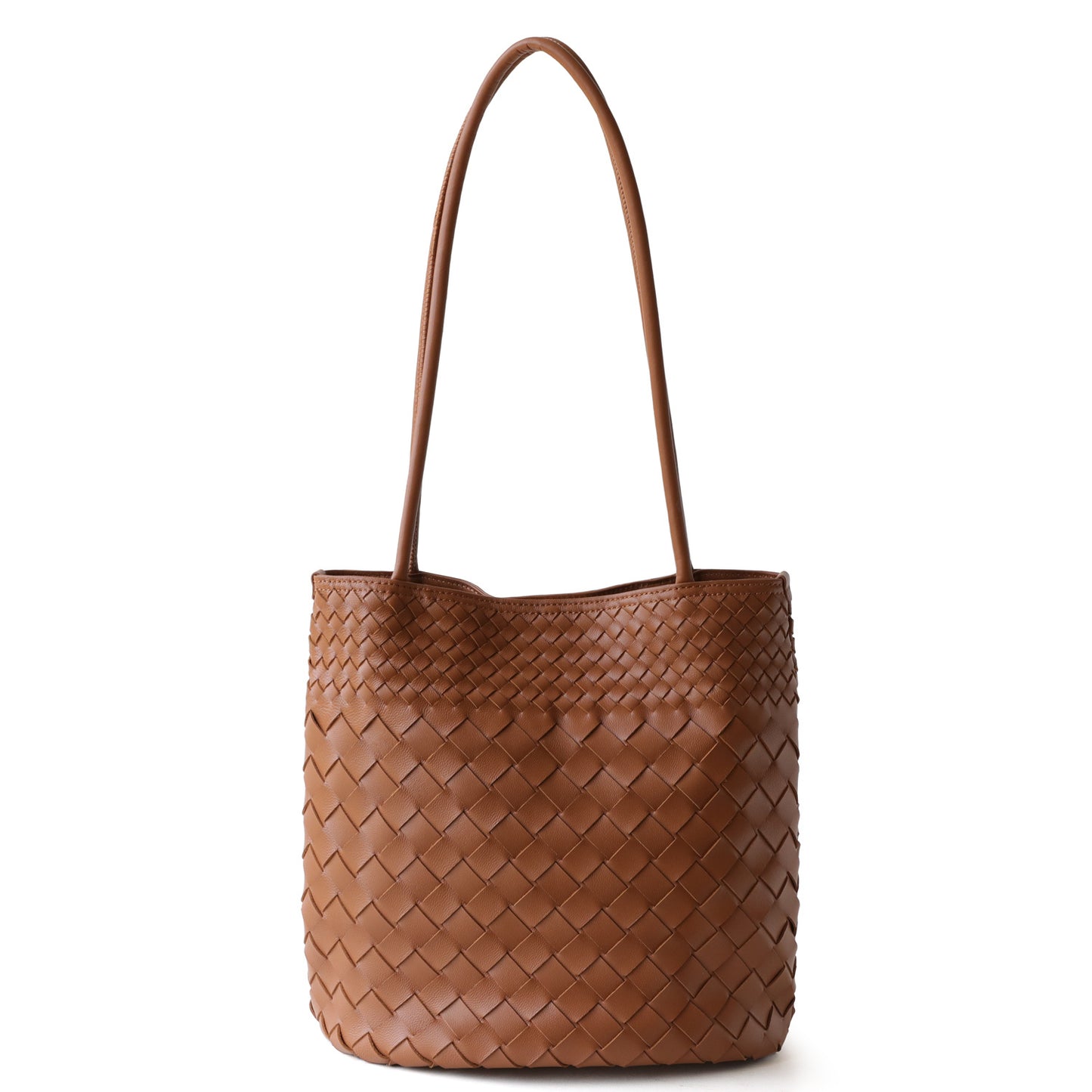 Sheepskin Woven Bucket Bag for Women Large Capacity Commuter Shoulder Handbag, Multi-Compartment Versatile Purse with Premium Artisan Texture