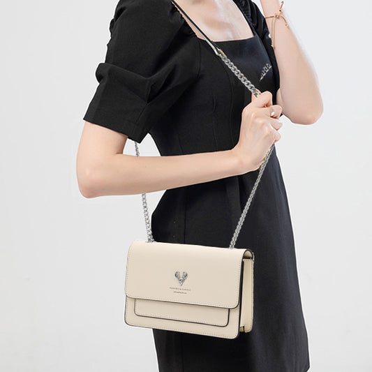 Light Luxury Cowhide Chain Crossbody Bag, Fresh Versatile Shoulder Purse, Premium Textured Fashion Handbag for Women