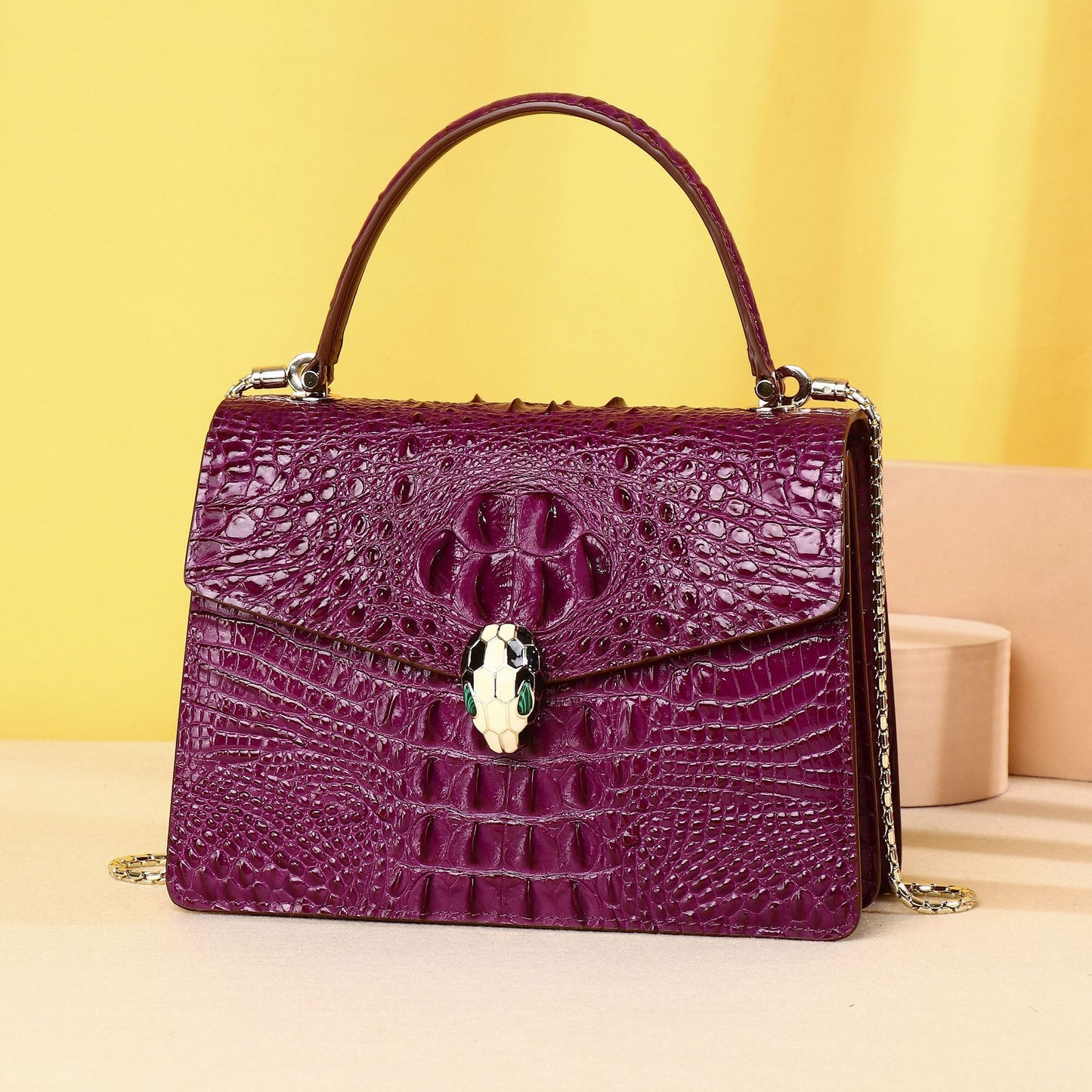 New Arrival Croc-Effect Casual Handbag for Women, A Fashionable Top-Handle Shoulder Crossbody Bag with Trendy Bone-Pattern Design, Perfect Everyday Purse