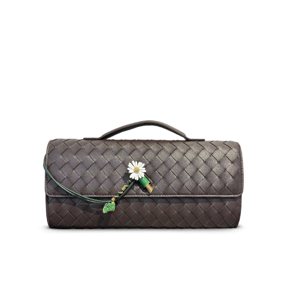 Woven Baguette Shoulder Bag, Niche High-End Daisy Clutch Evening Bag, Versatile Crossbody Fashion Bag for Women