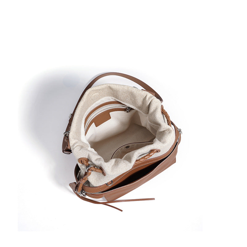 New Minimalist Cotton Linen Patchwork Bag, Casual Crossbody Shoulder Top Handle Purse, Large Capacity Commute Underarm Handbag for Women