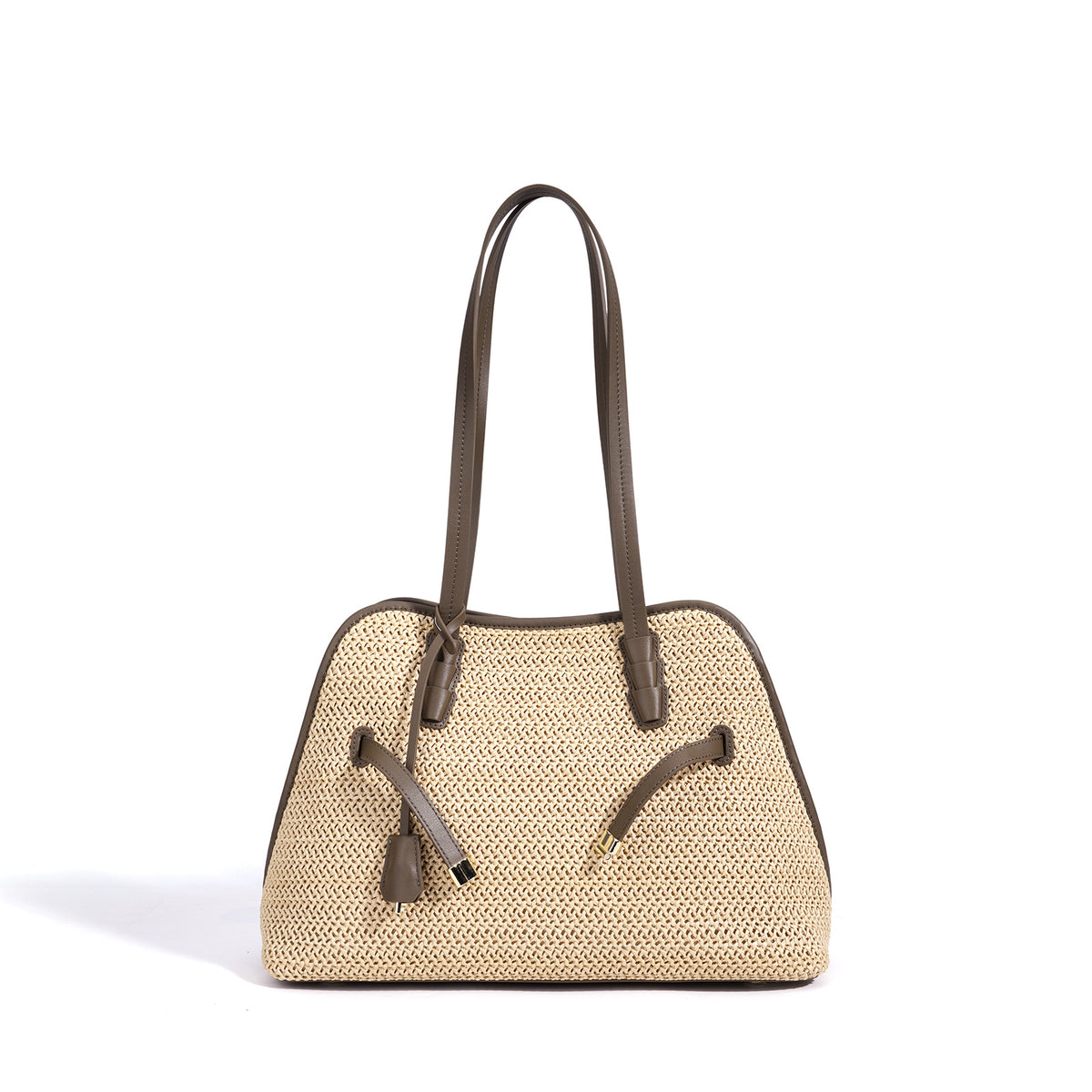 Patchwork Niche Design Cowhide Bag, Large Capacity Spring Summer Resort Style Underarm Shoulder Purse, Premium Straw Woven Handbag for Women