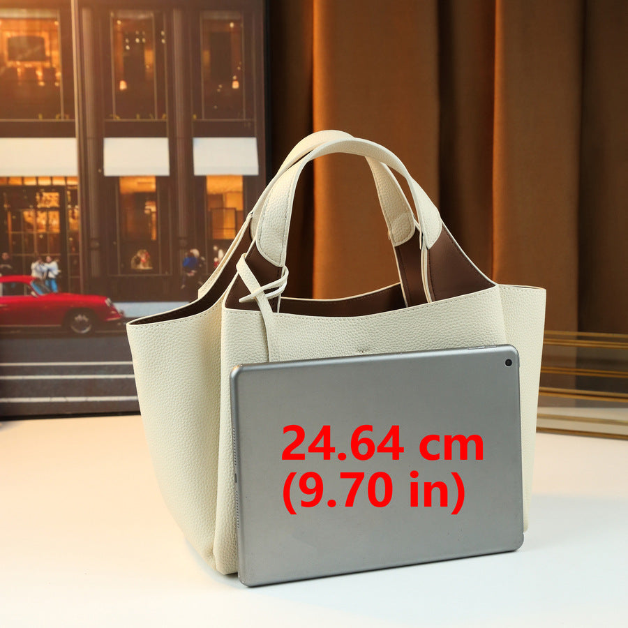 Large Capacity Tote Bag for Women Pebble Grain Leather Handbag Solid Color Top Handle Shoulder Crossbody Purse for Work & Everyday Commute