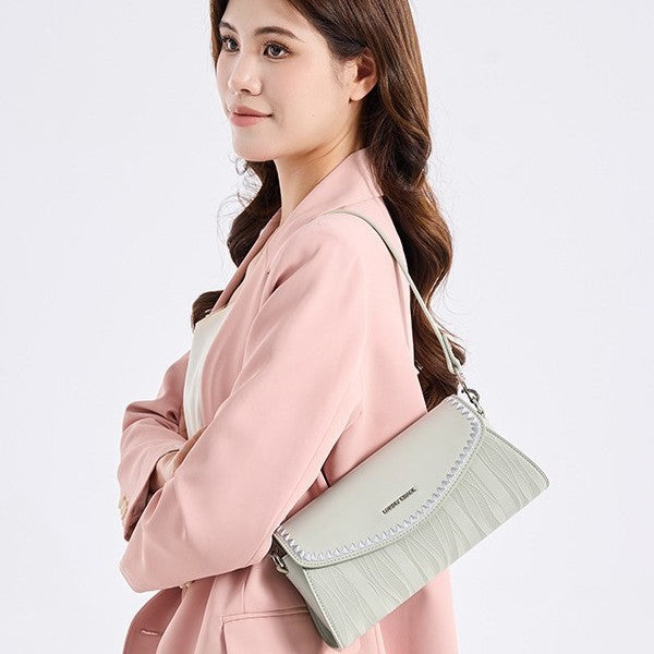 Genuine Leather Textured Handbag for Women, New Shoulder Crossbody Top Handle Purse, Versatile Underarm Fashion Small Bag for Ladies