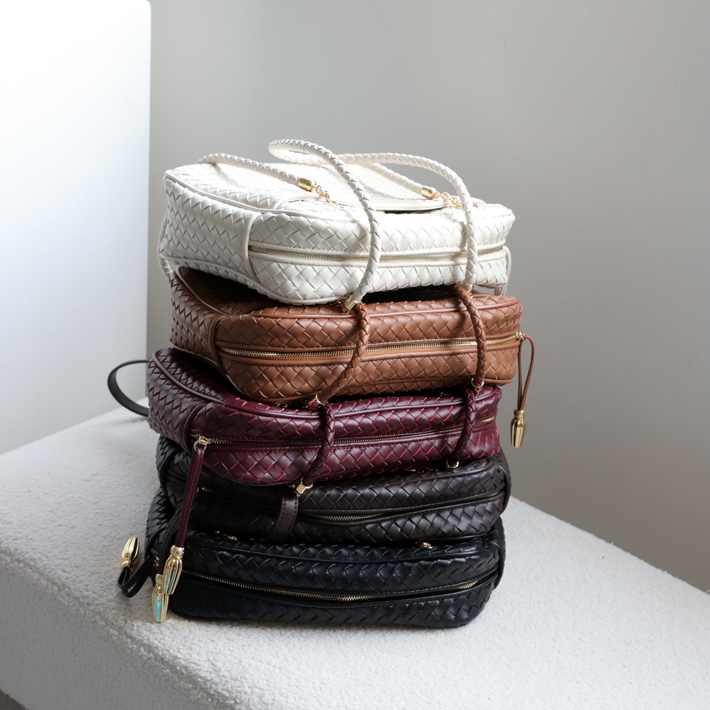 Handwoven Cowhide Underarm Bag for Women Commuter Shoulder Crossbody Handbag, Premium Versatile Purse with Artisan Woven Texture