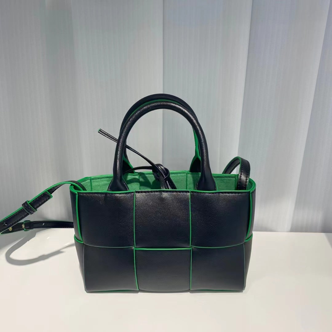 New Genuine Leather Woven Shoulder Bag for Women, Fashion Cowhide Crossbody Purse with Top Handle, Versatile Underarm Bag for Daily Use