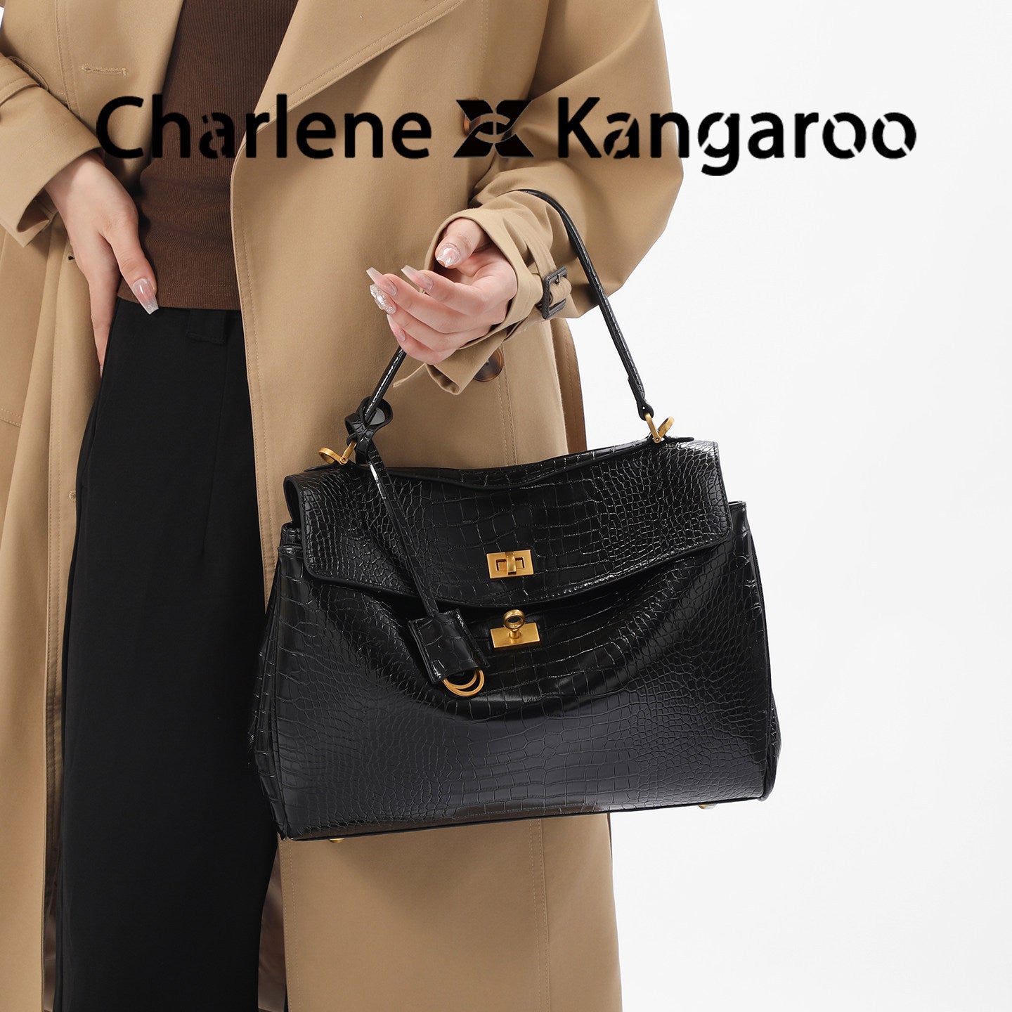 New Arrival Kelly-Inspired Croc-Effect Tote Bag for Women, A Large Capacity Commuter Shoulder Crossbody Handbag with Premium Versatile Design