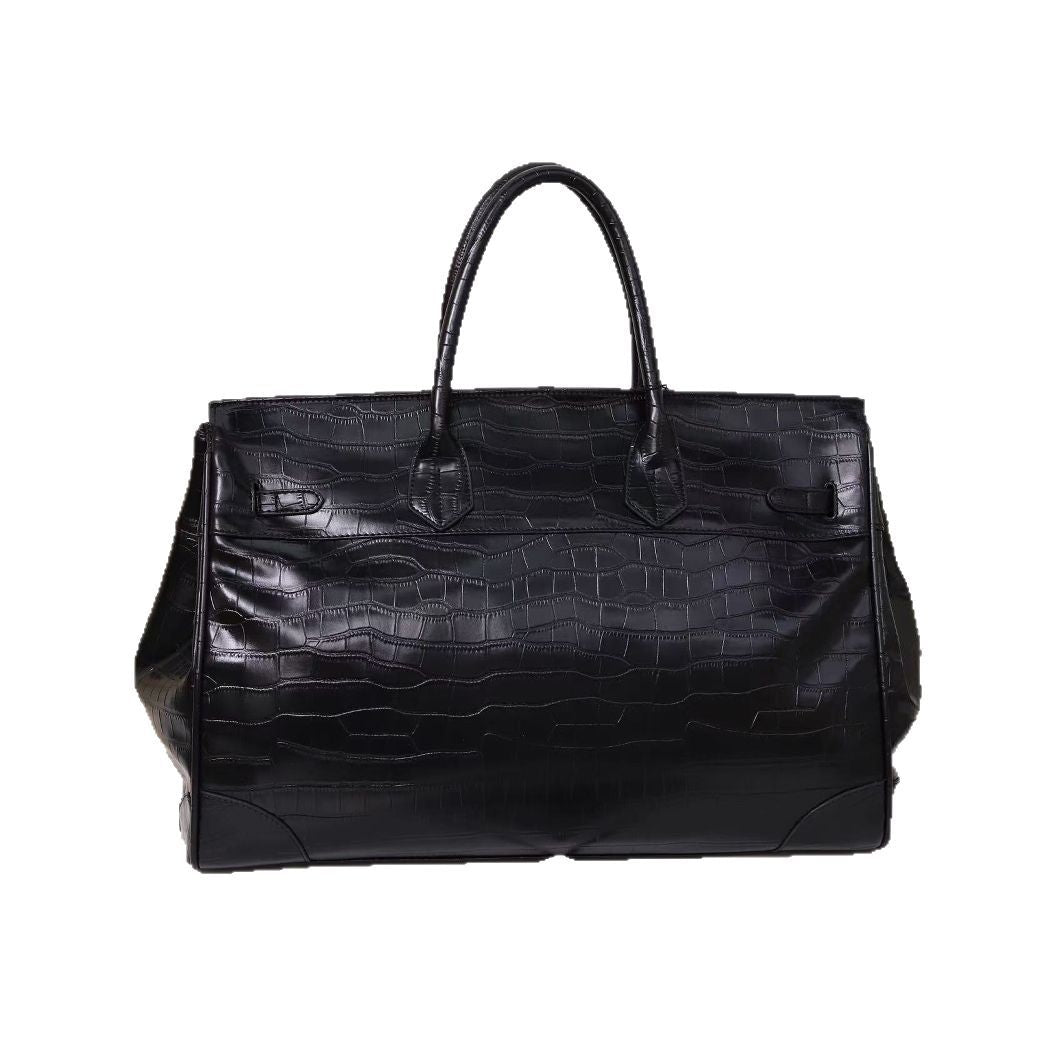 Premium Unisex 50cm Croc-Embossed Travel Tote Bag, Birkin-Inspired Spacious Duffel with Shoulder Crossbody Top-Handle Carry, Perfect for Men & Women