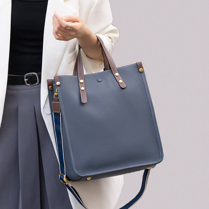 Genuine Leather Tote Bag for Women Large Capacity Commuter Shoulder Handbag, Premium Versatile Purse with Timeless Elegance