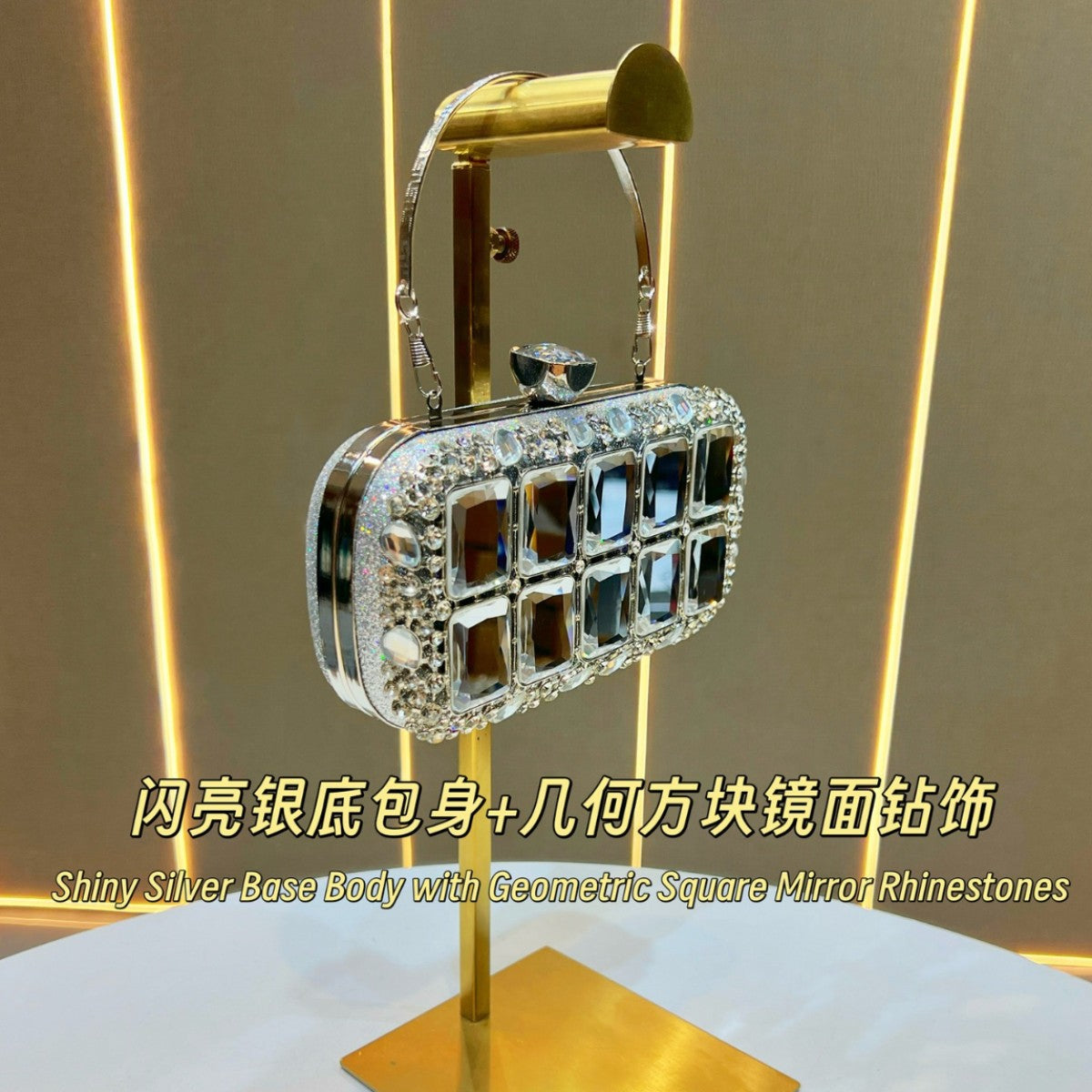 Dazzling Rhinestone-Embellished Evening Clutch for Women, A Light Luxury Crystal-Studded Top-Handle Handbag with Versatile Chic Design, Perfect for Parties Banquets & Formal Events