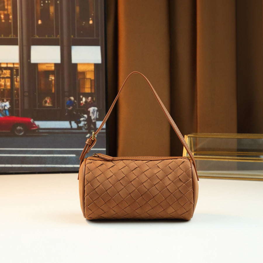 Woven Pillow Bag for Women Korean Style Fall Winter Shoulder Handbag, Slouchy Versatile Purse with Cozy Woven Texture for Students & Everyday