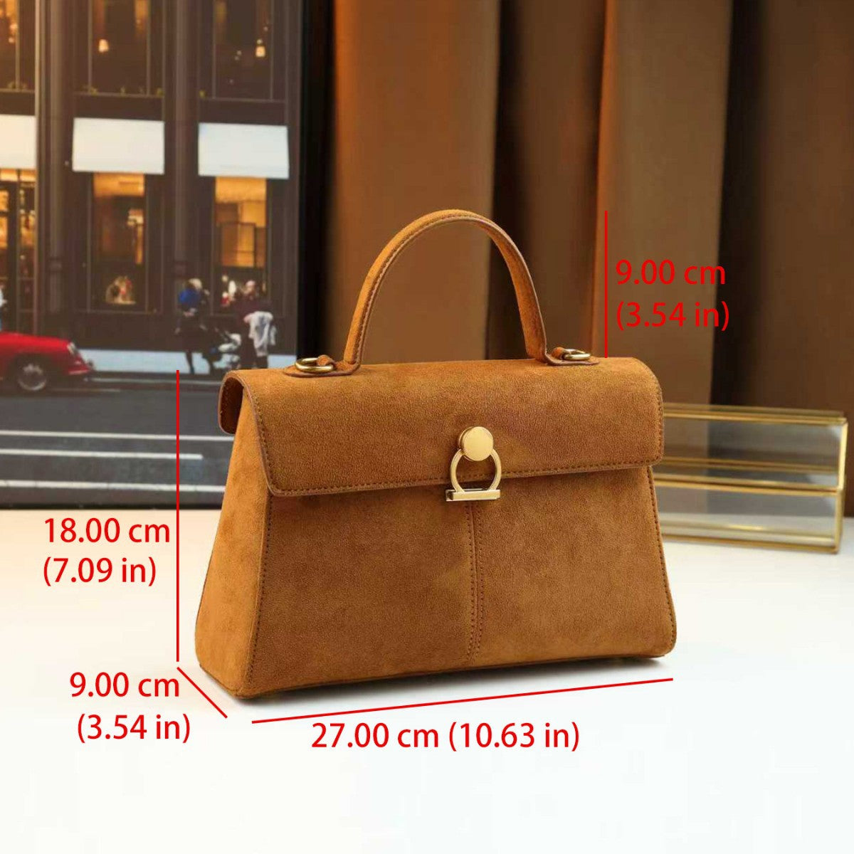 Suede Tote Bag for Women Fall Winter Vintage Commuter Shoulder Crossbody Handbag, Niche Premium Purse with Soft Luxurious Texture