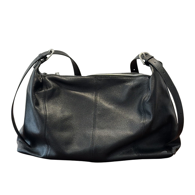 Genuine Top Layer Cowhide Tote Bag for Women, New Spring Large Capacity Casual Shoulder Crossbody Purse, Premium Niche Designer Handbag for Ladies
