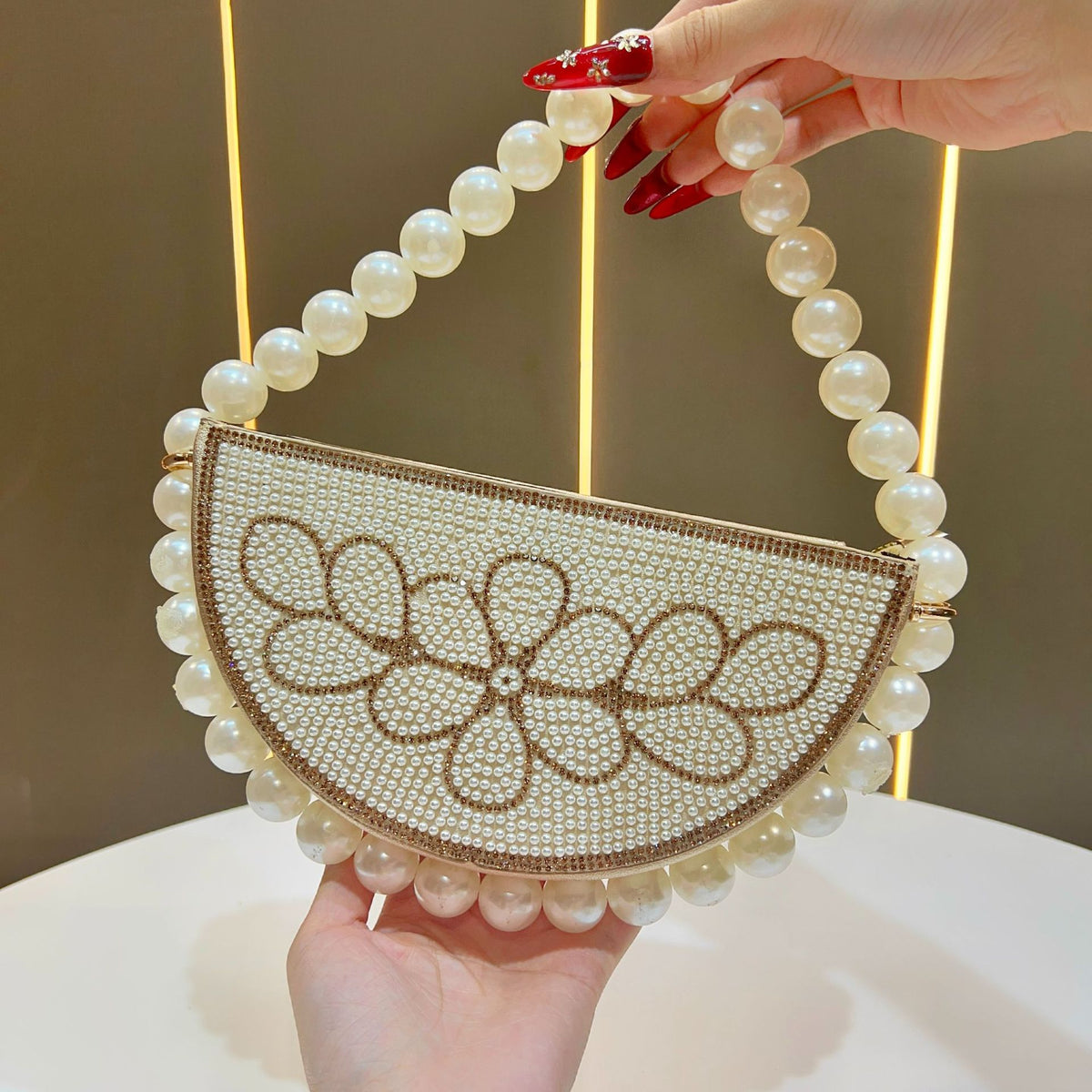Elegant Rhinestone Beaded Evening Bag for Women, A French Style Top-Handle Crossbody Handbag with Exquisite Sparkly Detailing, Perfect for Formal Dresses Weddings & Banquets