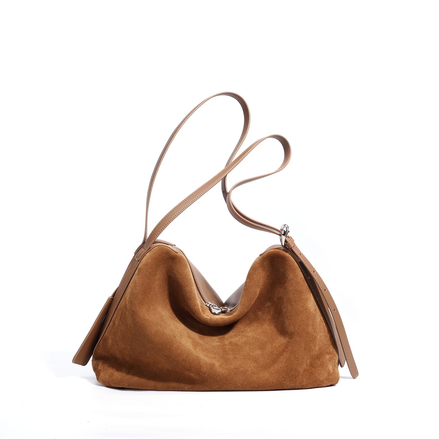 Genuine Matte Suede Leather Boston Tote Bag for Women, New Vintage Large Capacity Shoulder Top Handle Purse, Fashionable Versatile Everyday Handbag for Ladies