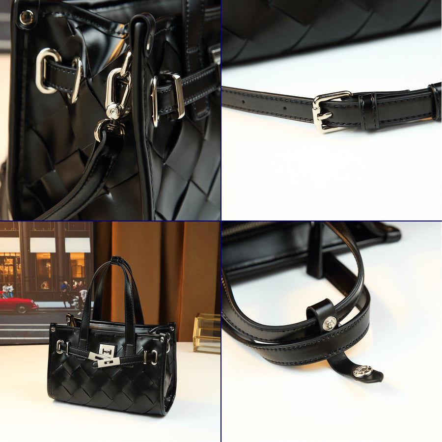 New Arrival Woven Turn-Lock Birkin-Inspired Small Handbag for Women, Unique Stylish Top-Handle Bag with Versatile Premium Design, Perfect Everyday Purse