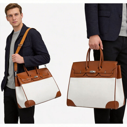 Chic Birkin-Inspired Light Luxury Tote Bag for Unisex, Spacious Travel Duffel Gym Bag with Top-Handle Design, Perfect for Everyday & Workout