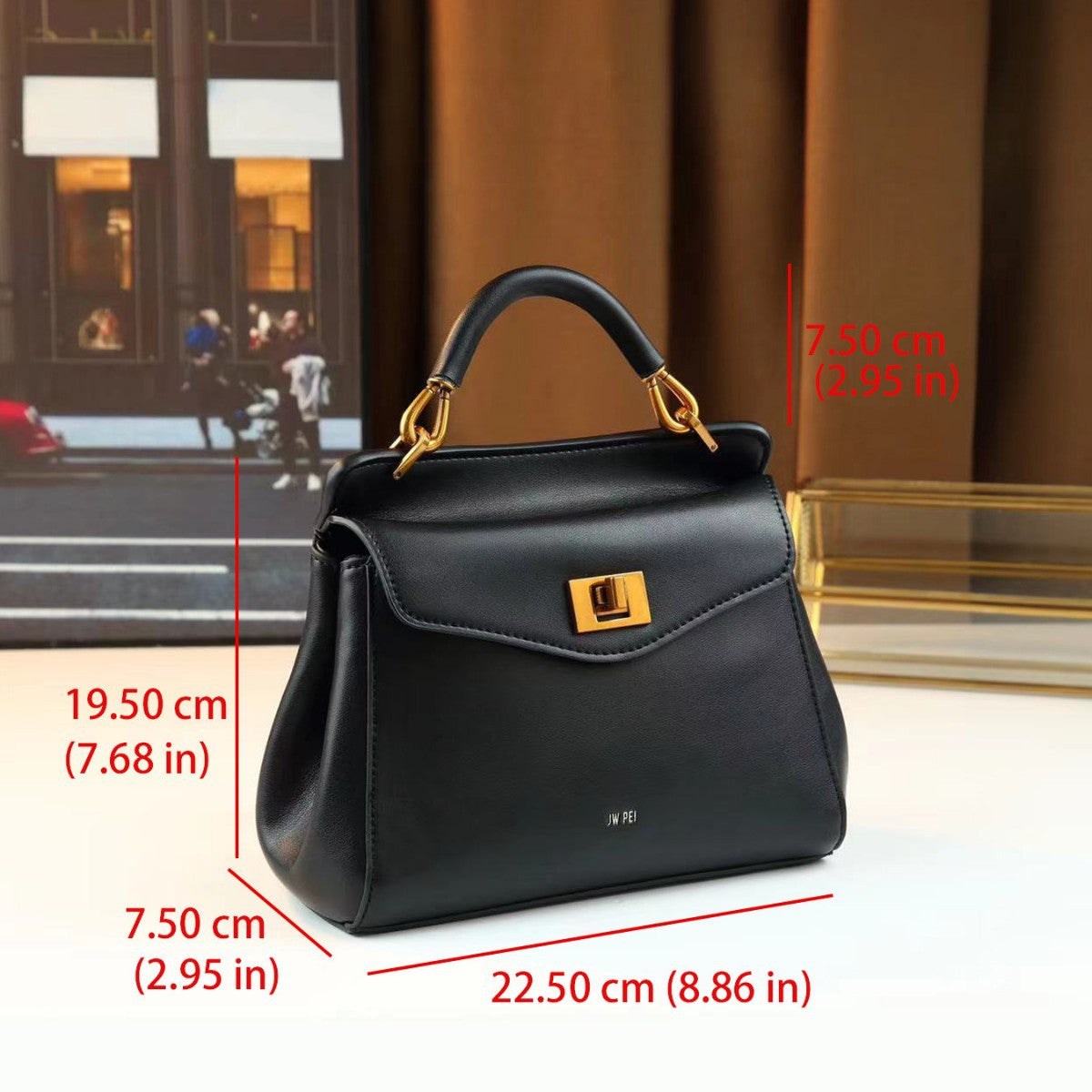 Ultra-Soft Leather Lock Buckle Mini Square Bag for Women Light Luxury Shoulder Crossbody Handbag, Premium Commuter Purse with Elegant Hardware