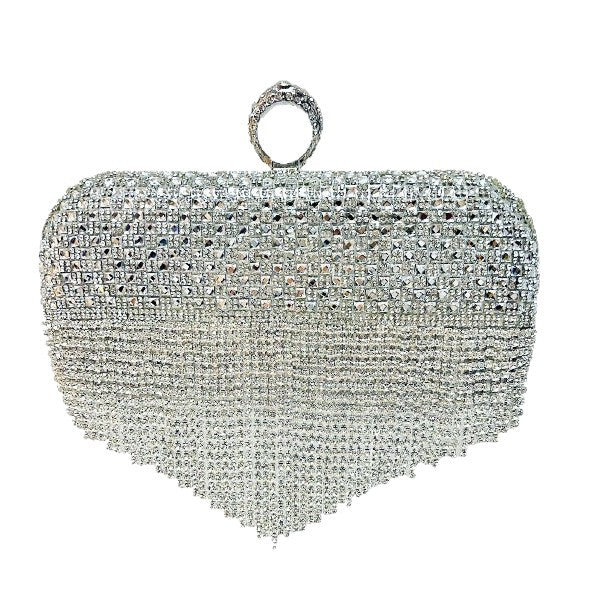 Dazzling Full Rhinestone-Studded Evening Clutch for Women, A Sparkly Crystal Tassel Banquet Bag Perfectly Designed for Wedding Gowns Bridal Dresses & Formal Events