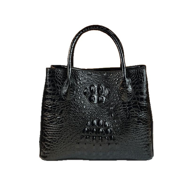 Croc-Embossed Genuine Leather Bucket Bag for Women – Luxury Shoulder & Crossbody Tote with a Chic, Sophisticated Design, A Stylish Handbag for Mature Ladies