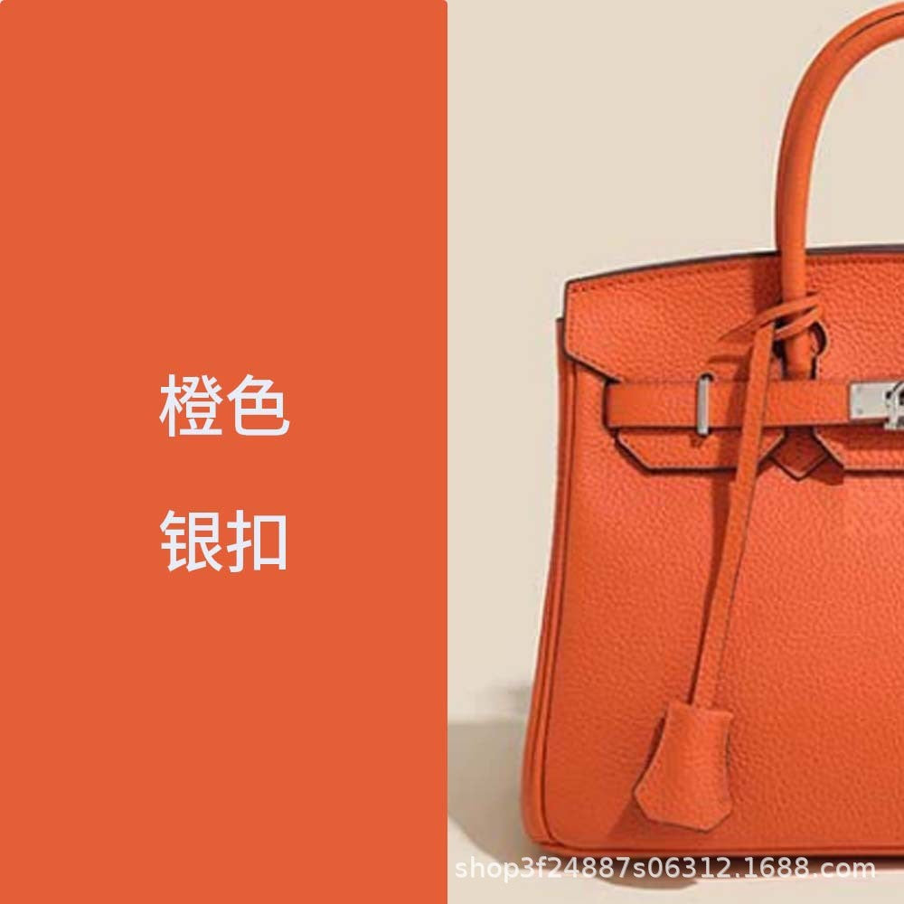 Premium Top-Layer Cowhide Leather with Pebbled Texture, Birkin-Inspired Tote Bag for Women, Spacious Large Capacity Top-Handle Shoulder Crossbody Handbag with Luxurious Feel