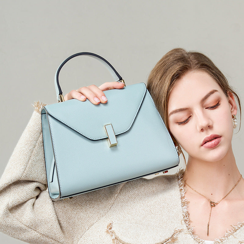New Kelly-Style Niche Designer Bag in Genuine Leather, Large Capacity Shoulder Crossbody Top Handle Purse, Premium Fashionable Handbag for Women