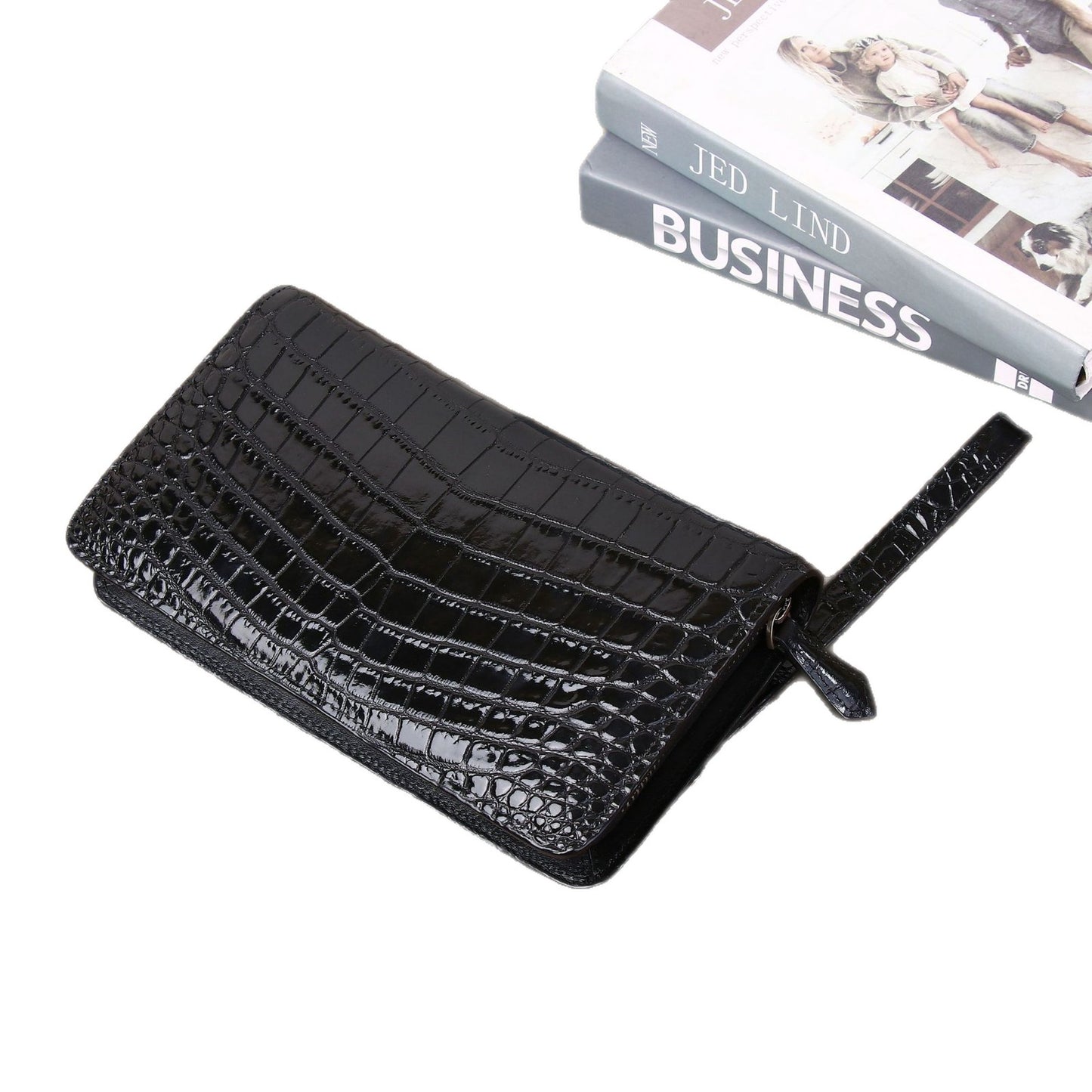 New Arrival Croc-Effect Genuine Leather Clutch Wallet for Men, A Large Capacity Business Casual Handheld Bag with Multiple Card Slots & Trendy Design