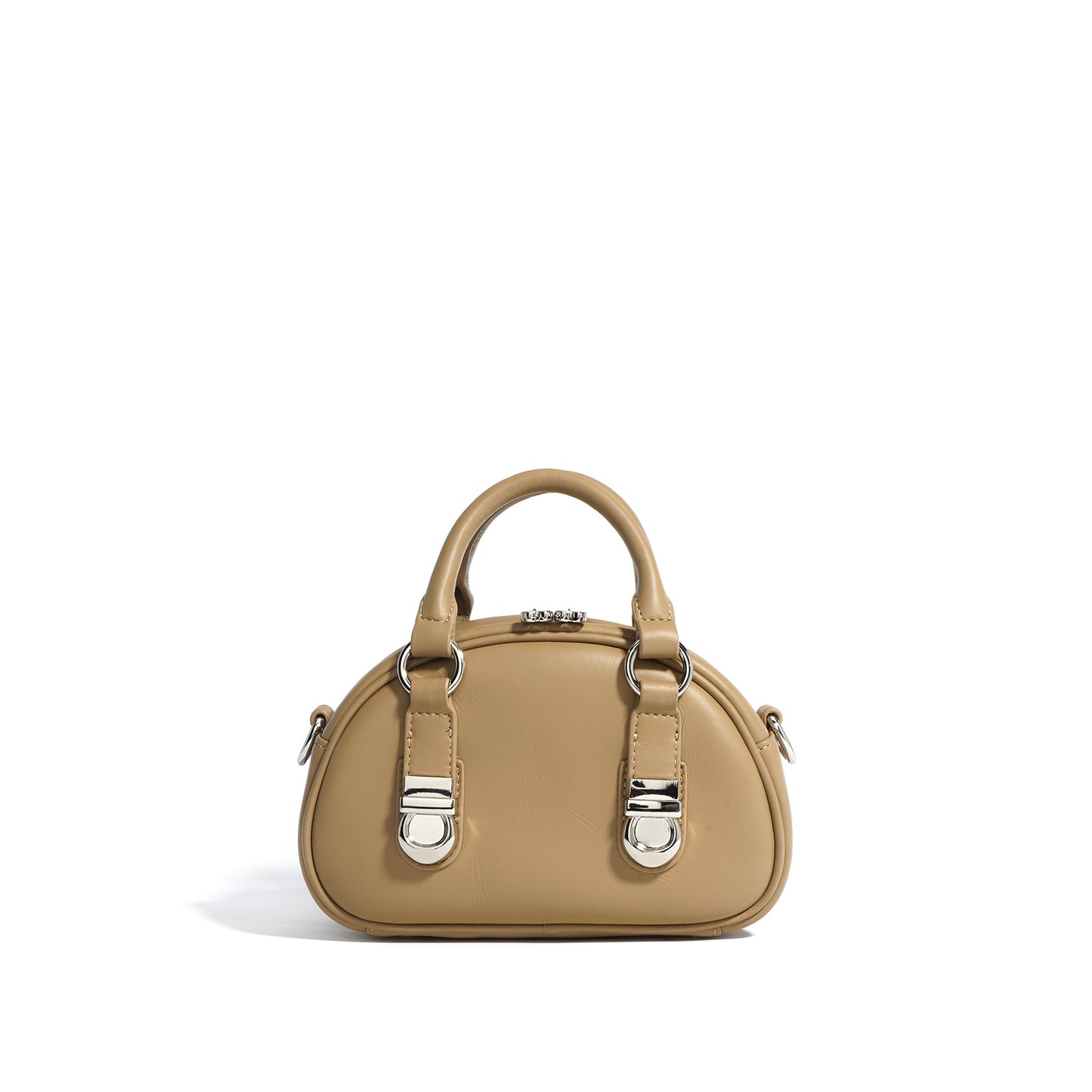 Vintage Bowling Bag in Top Layer Cowhide, Mini Shoulder Crossbody Top Handle Purse, Premium Genuine Leather Handbag for Women