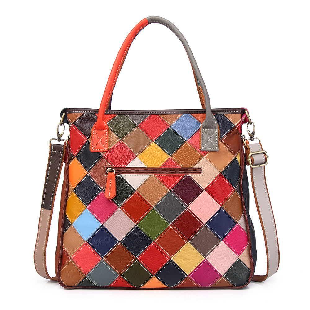 Genuine Top Layer Cowhide Diamond Quilted Tote Bag for Women, New Shoulder Crossbody Top Handle Handbag, Versatile Everyday Purse for Ladies