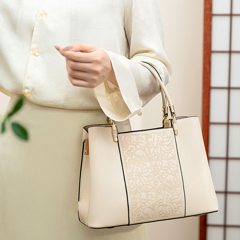 Exquisite Chinese-Style Embroidered Handbag for Women | New Mommy Tote with 3-in-1 Top-Handle/Shoulder/Cross-Body Carry | Elegant Embroidered Purse with Practical Versatility | Thoughtful Birthday Gift for Moms, Wives & Girlfriends