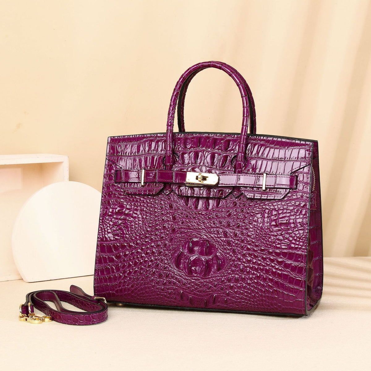 Chic Croc-Embossed Birkin-Inspired Tote Bag for Women, Large Capacity Wristlet Handbag with Versatile Classic Design, Perfect Everyday Purse