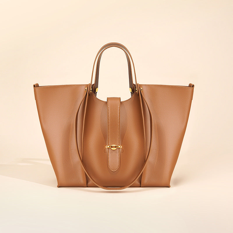 Genuine Cowhide Niche Tote Bag for Women, New Versatile Large Capacity Commute Shoulder Top Handle Handbag, Premium Everyday Purse for Ladies