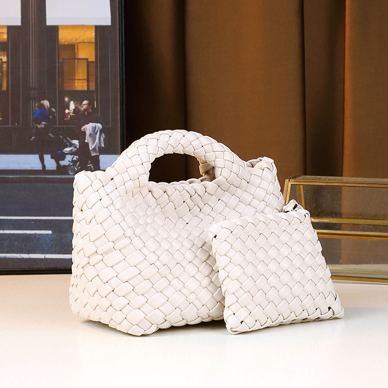 Woven Mini Crossbody Bag Set for Women Chain Shoulder Handbag with Detachable Sub-Pouch, Versatile Everyday Purse with Textured Design