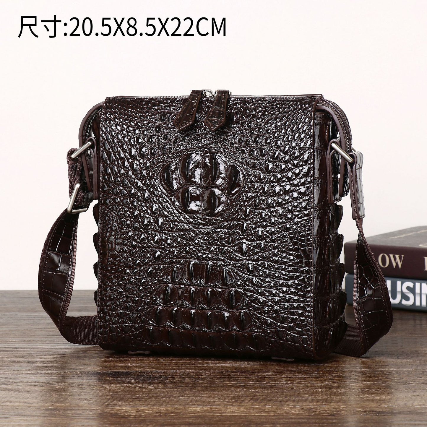 New Arrival Croc-Effect Business Shoulder Bag for Men, A Fashionable Crossbody Casual Bag with Trendy Outdoor Design