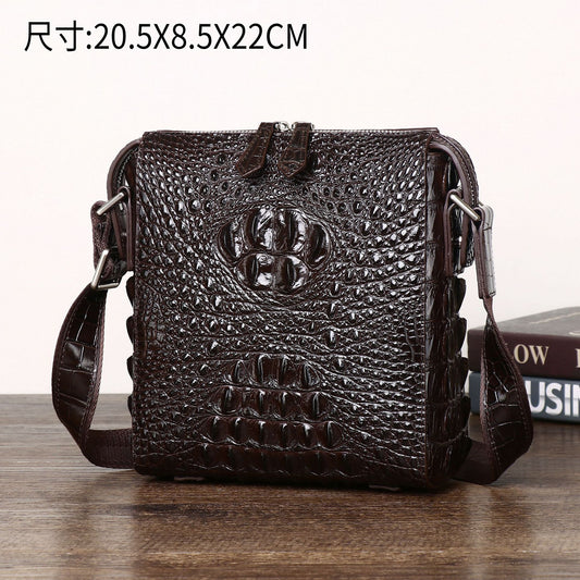 New Arrival Croc-Effect Business Shoulder Bag for Men, A Fashionable Crossbody Casual Bag with Trendy Outdoor Design