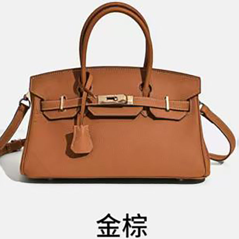 Chic Color-Blocked Birkin-Inspired Tote Bag for Women, Premium Top-Layer Cowhide Leather with Horizontal Design, Versatile Top-Handle Shoulder Crossbody Handbag for Commute & Everyday Style
