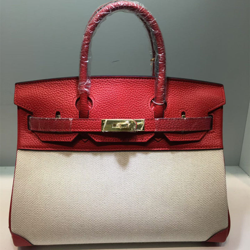 Luxurious Genuine Calfskin Leather Kelly & Birkin-Inspired Tote Bag for Women, Turn-Lock Top-Handle Handbag with Premium High-End Design, New Arrival